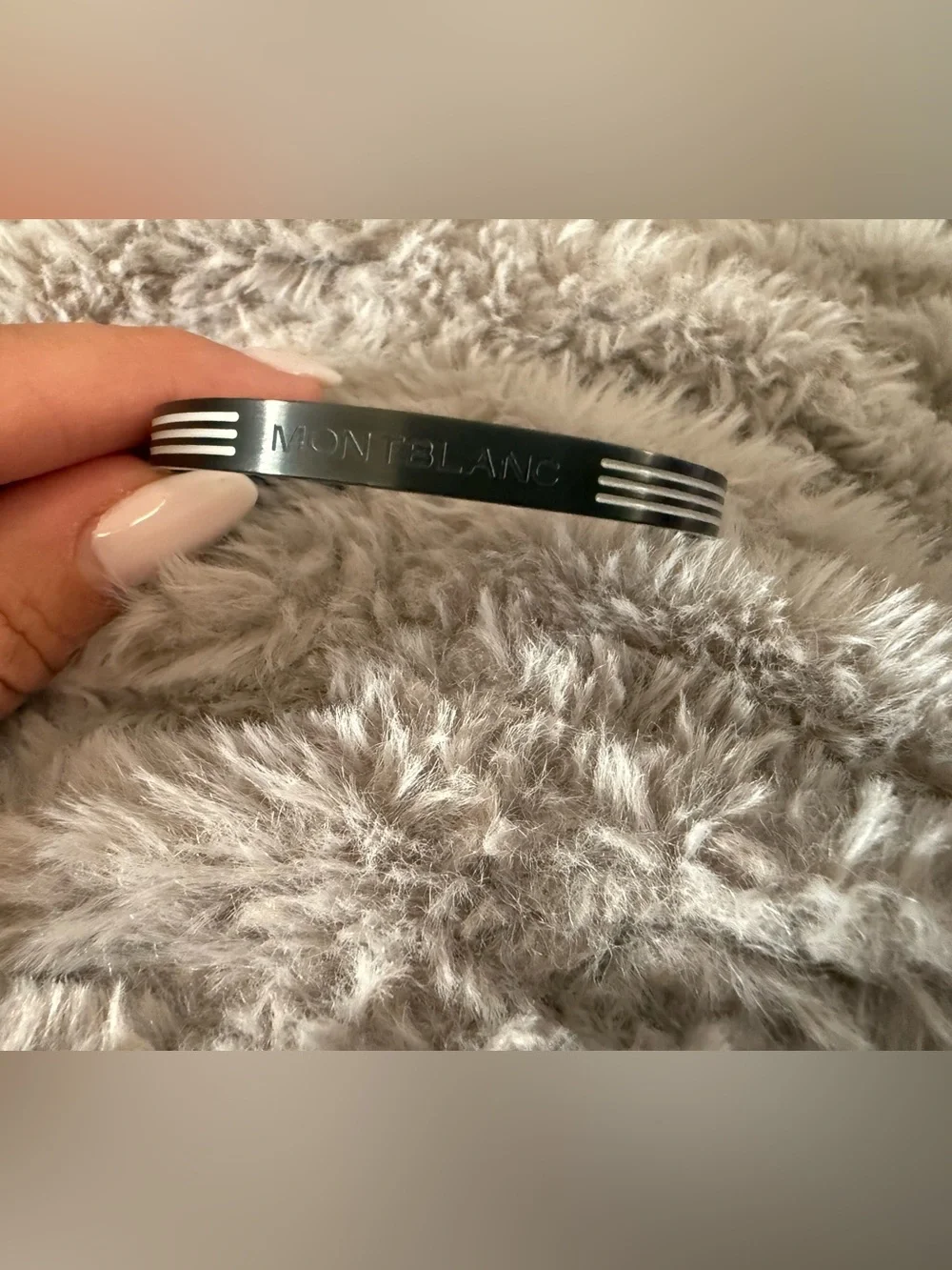 Montblanc Black and Silver Slim Smart Wristband
